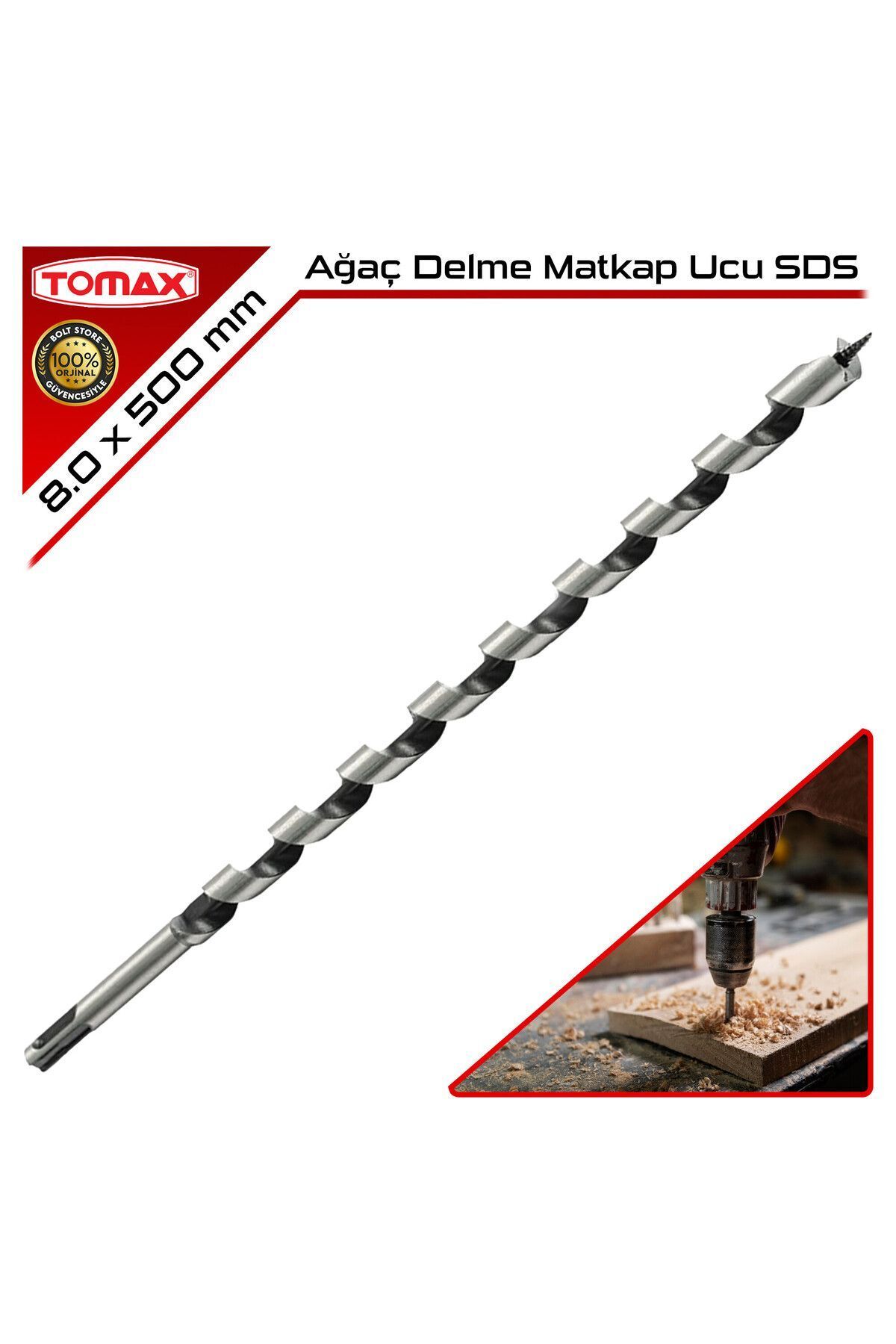 Ağaç Delme Matkap Ucu Uzun SDS | 8.0 x 500 mm