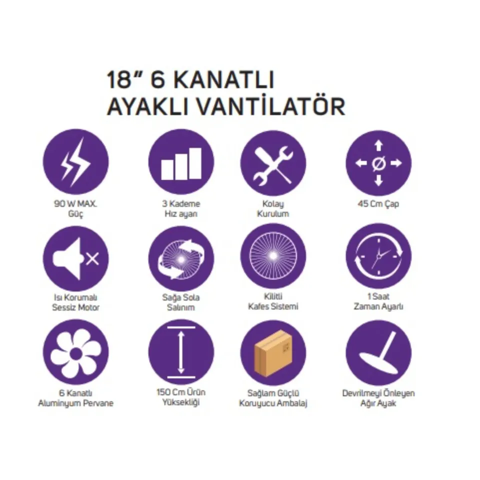 İNOVA SERİN AYAKLI KUMANDALI VANTİLATÖR 18''