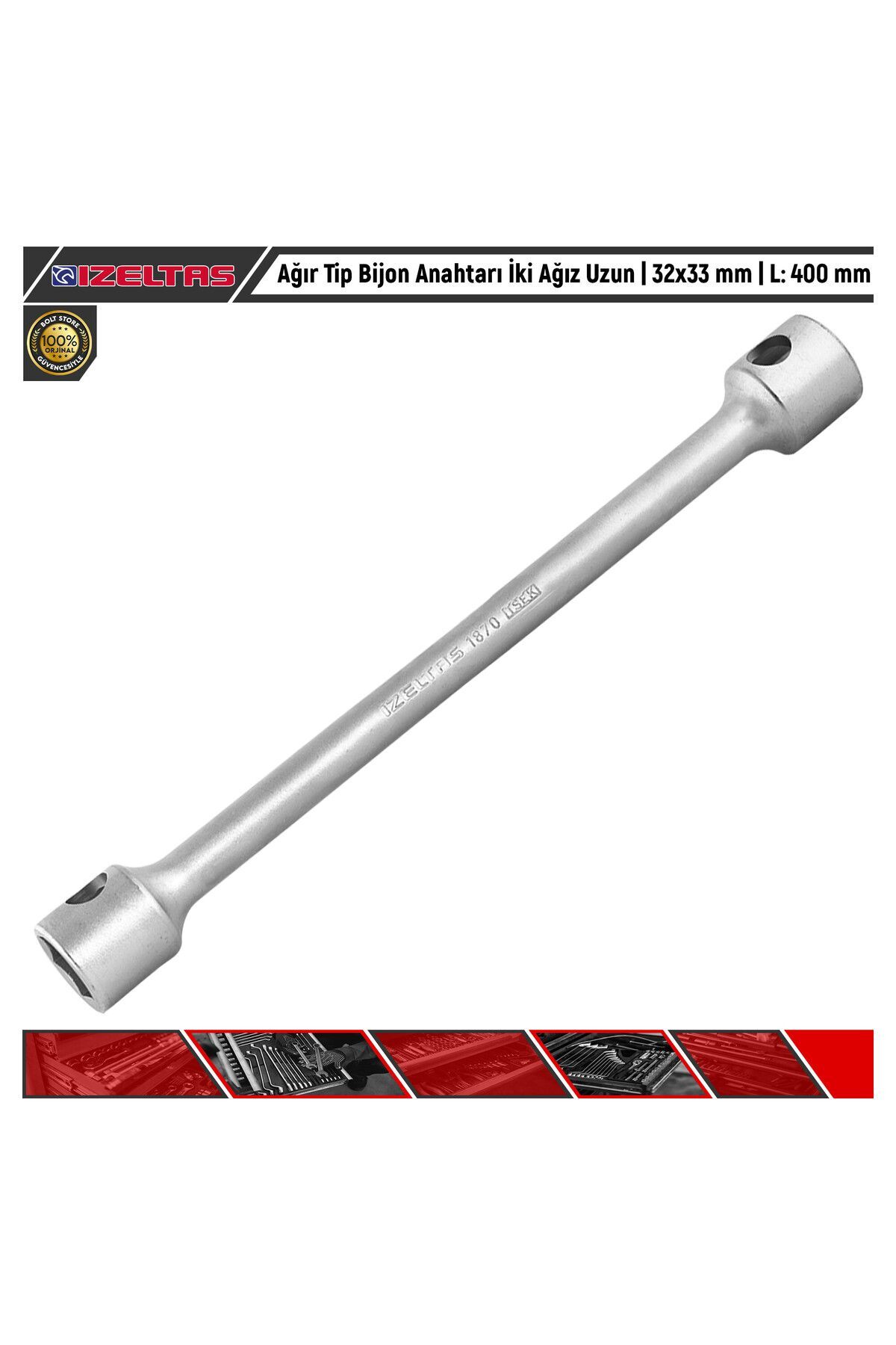 Ağır Tip Bijon Anahtarı İki Ağız Uzun | 32x33 mm | L: 400 mm