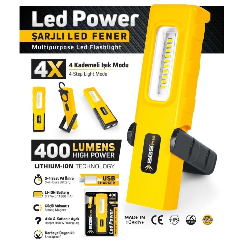 400 lümen şarjlı led fener