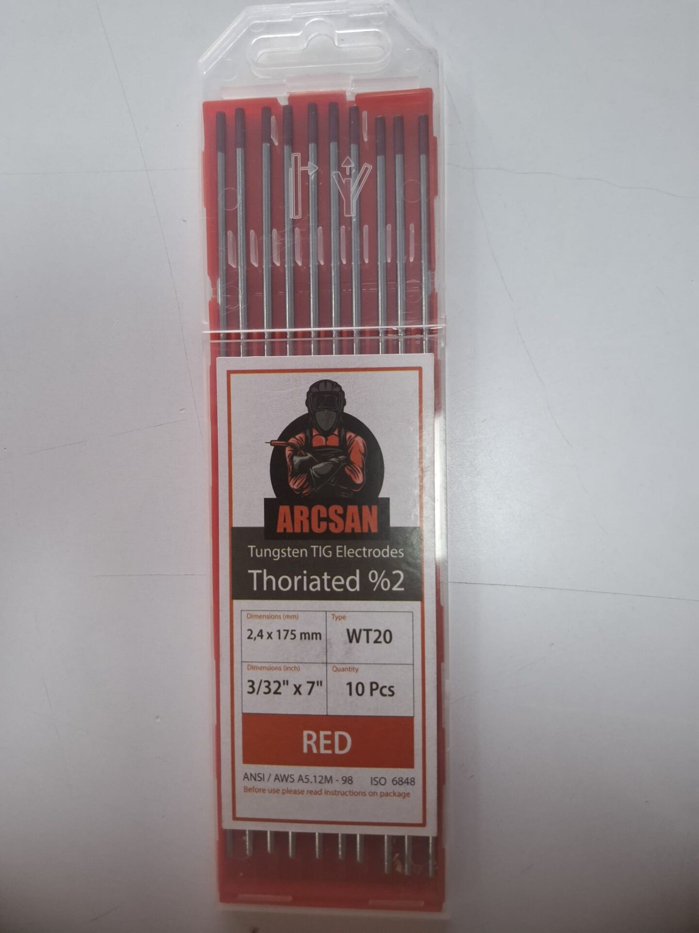 Argon kaynak iğnesi 2,4x175 mm toryum alaşımlı