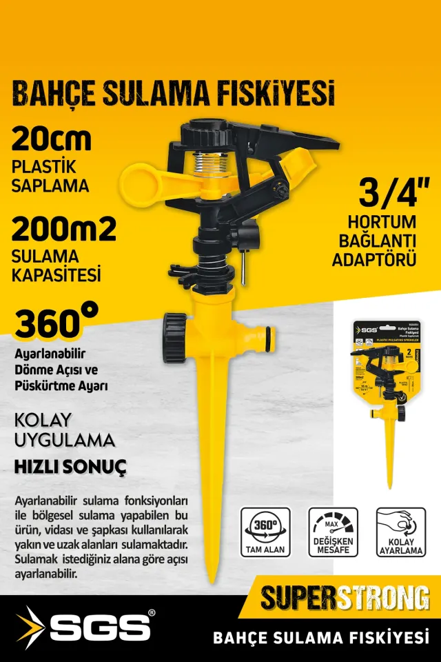 Sgs 4251 Bahçe Sulama Fıskiyesi (PLASTİK SAPLAMA) 200 M2 Sulama Kapasitesi