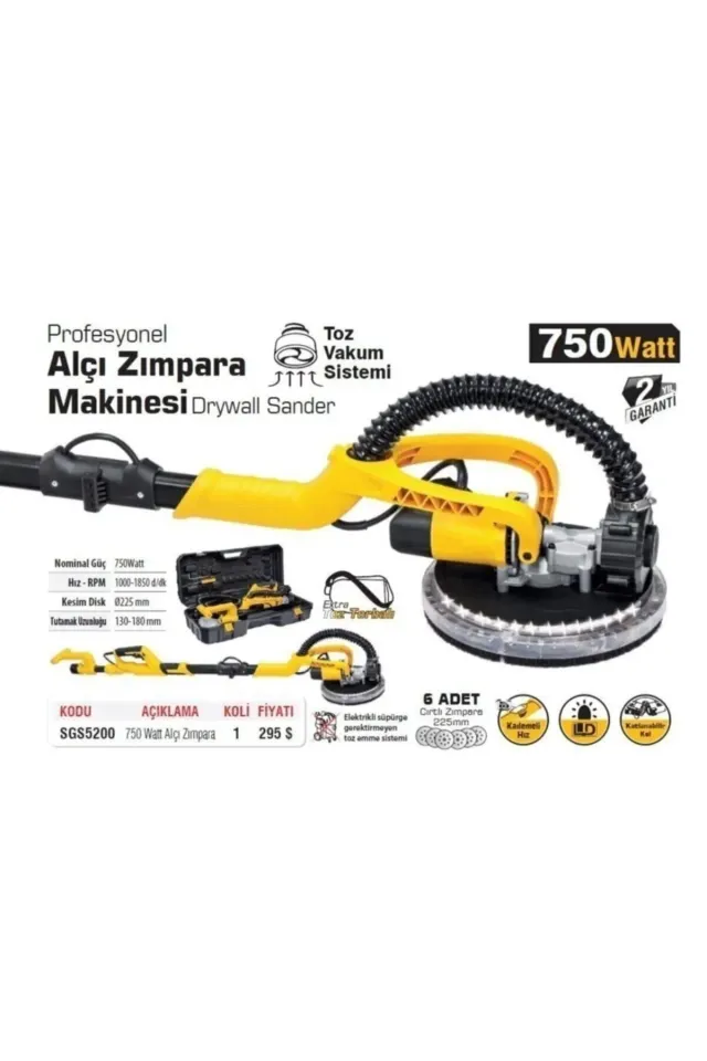 Sgs Plus Profesyonel Toz Emmeli Alçı Zımpara Makinesı 5200