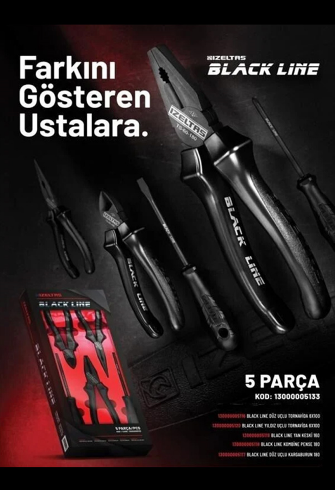 İzeltaş Black Line 5 Parça Set