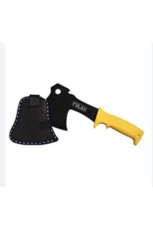 Yakar fulaz kamp baltası sarı pvc saplı kılıflı