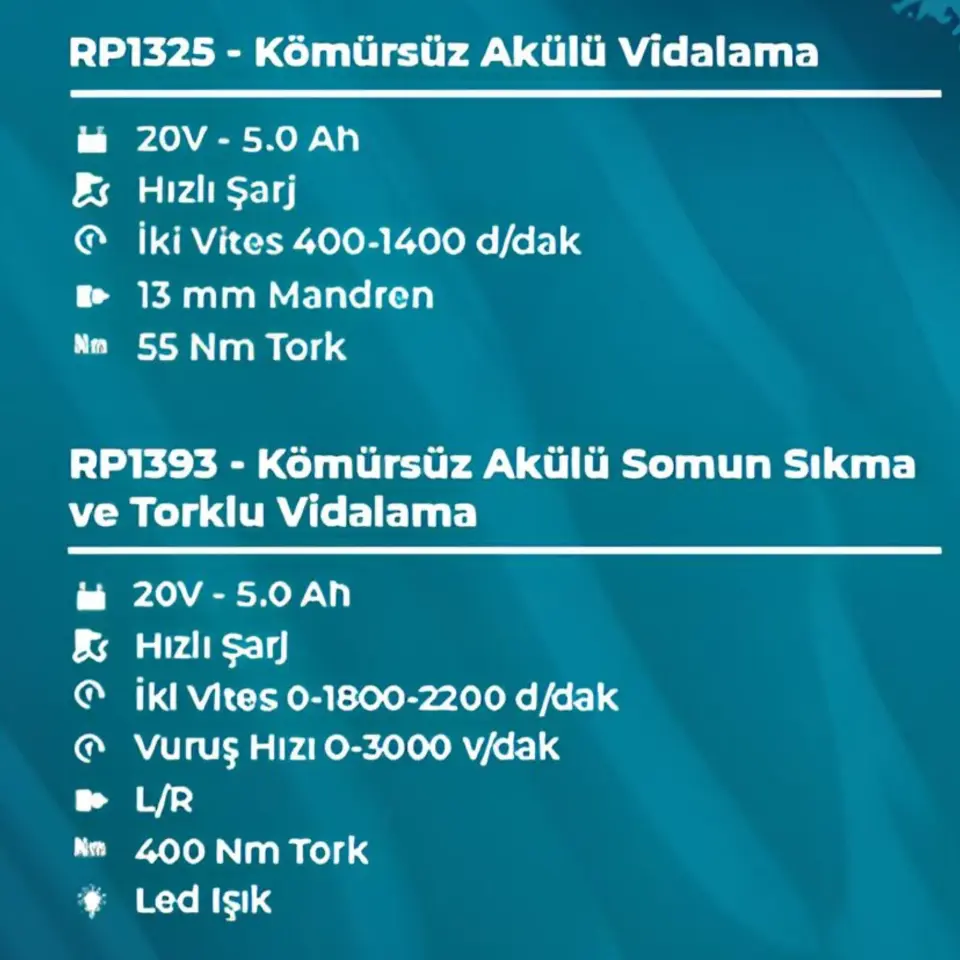 Repton Kömürsüz Akülü Kombo 4 Lü Set RP1380