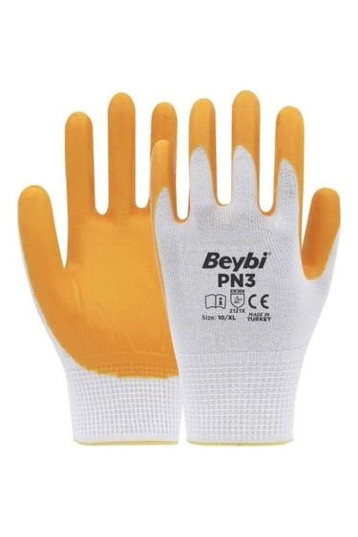 BEYBİ PN3 POLY.ASTARLI NİTRİL ELDİVEN SARI BEYAZ NO:9 BEDEN:L