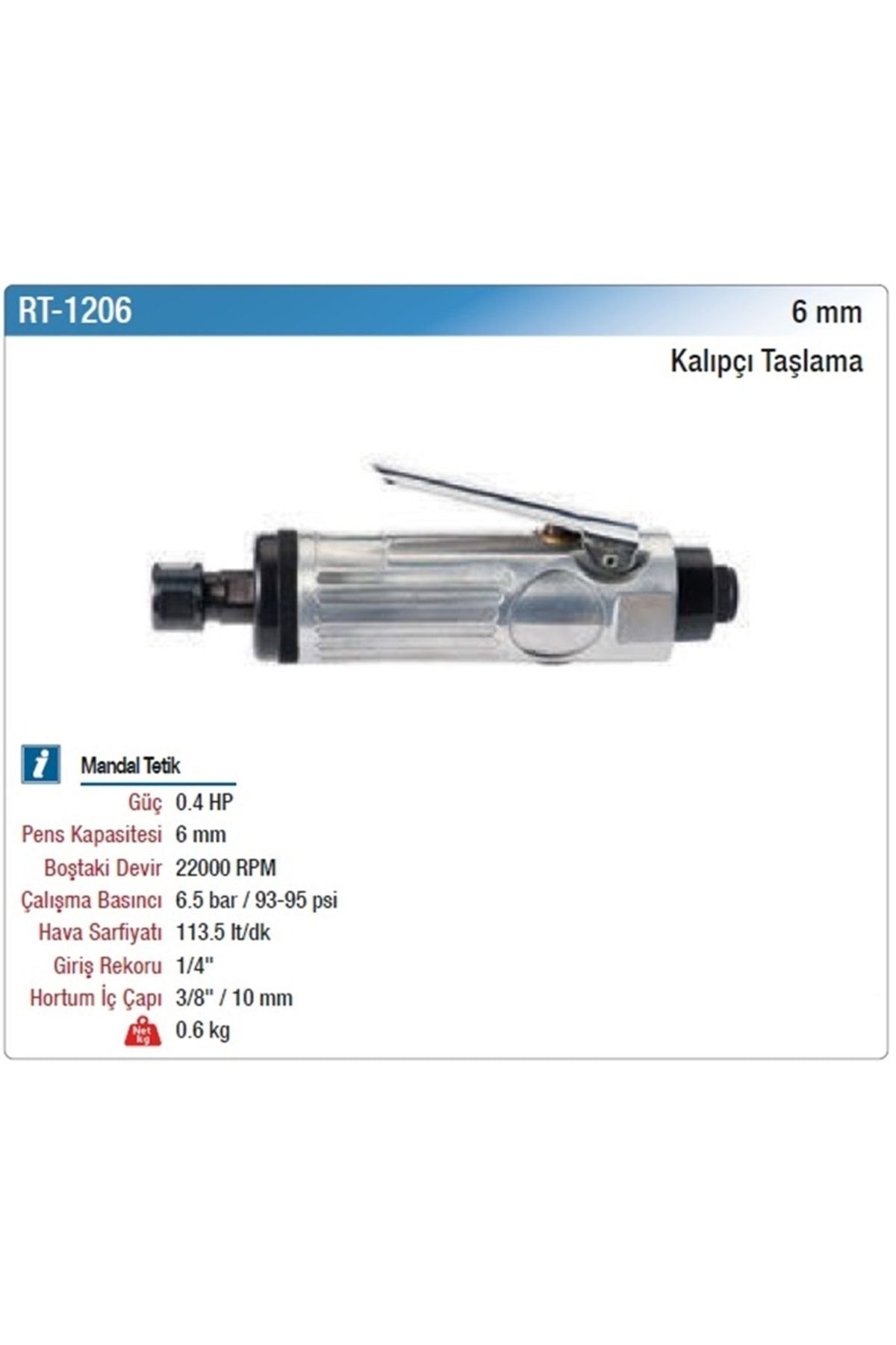 Havalı Kalıpçı Taşlama 6mm. 22000rpm