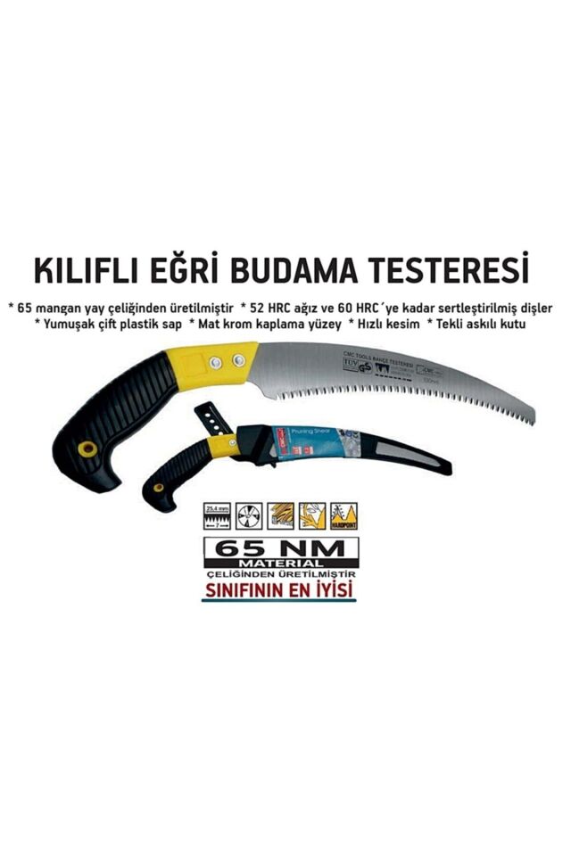 Kılıflı Eğri Budama Testeresi Bıçkı 330 Mm Orta Diş
