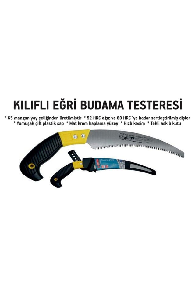 Kılıflı Eğri Budama Testeresi Bıçkı 330 Mm Orta Diş