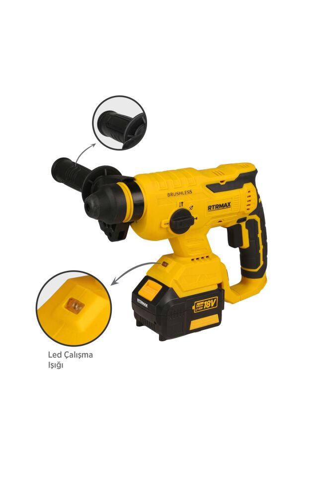 Rtx2095 Şarjlı Sds Plus Kırıcı Ve Delici Kömürsüz 2.2jul 22mm 2x4 Ah Çift Akü X-lion - Akü Dahil