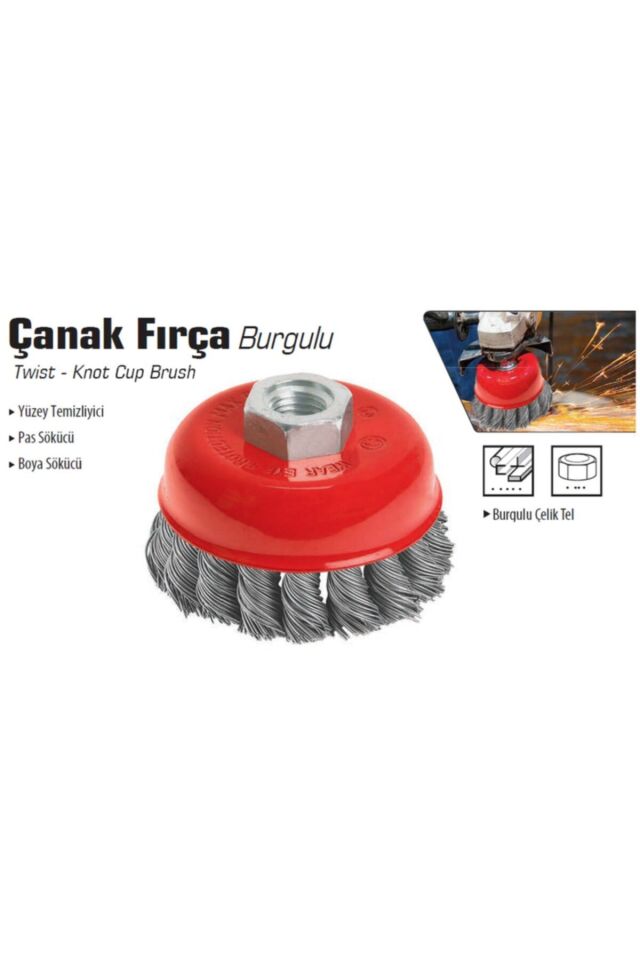 65 Mm Burgulu Çanak Tel Fırça Matkap Daire Fırça